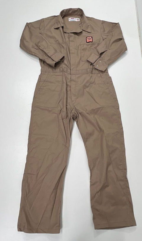Vintage Unitog Tan Work Coveralls Golden Sun Patch Union Made USA Sz 44 Reg