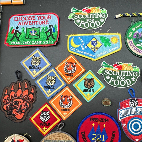 BSA Boy Scouts Memorabilia Lot Approx 60 Pcs Patches Adventure Loops Pins 2010s