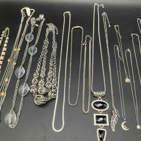 White House Black Market Lori Goldstein LOGO Silver Tone Necklace Lot of 13
