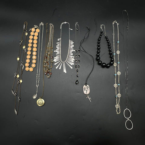 Vintage to Modern Costume Jewelry Necklace Lot of 10 Beaded Statement Boho