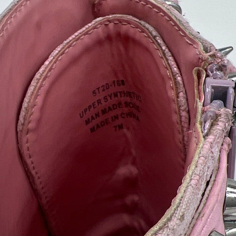 Sugar Thrillz Pink Lace Platform Wedge Combat Boots Spiked Chain Size 7