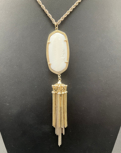Kendra Scott Lot of 2 Necklaces Gold Tone Tassel & Silver Tone Mother of Pearl