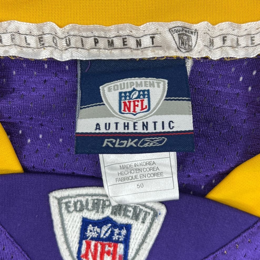 Men's Reebok NFL Short Sleeve Purple Brett Favre 44 Sports Jersey - Size 50