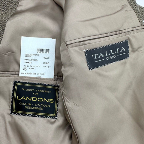 Tallia Men's Tan Worsted Wool Blazer Sport Coat Vintage 90s Y2K NWT Sz 43L