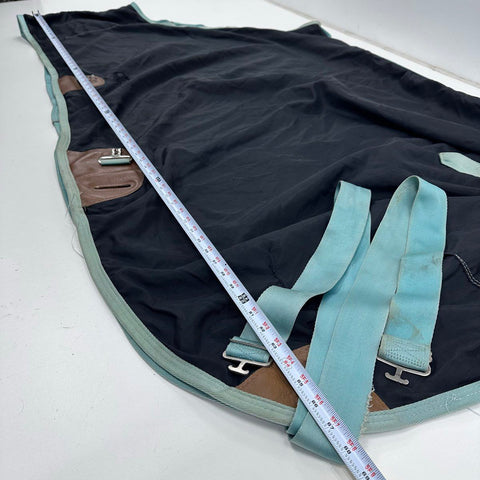 BMB Horse Blanket Turnout Sheet Black Mint Trim Adjustable Straps Approx 70in