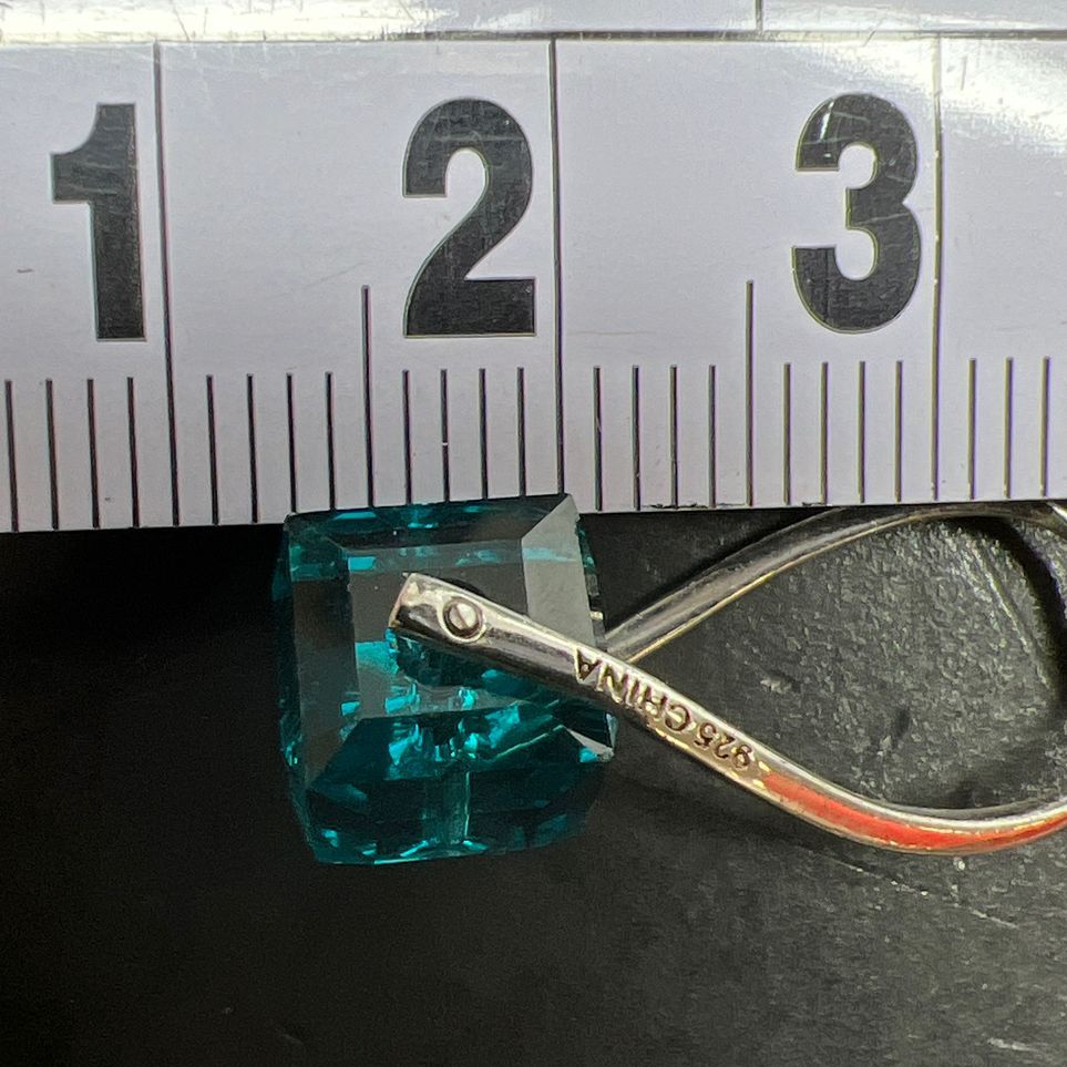 Sterling Silver Turquoise Glass Crystal Cube Bead Earrings