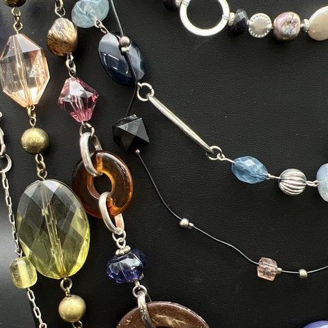 Modern Boho Costume Jewelry Lot 1.5 Lbs 5 Beaded Statement Station Necklaces