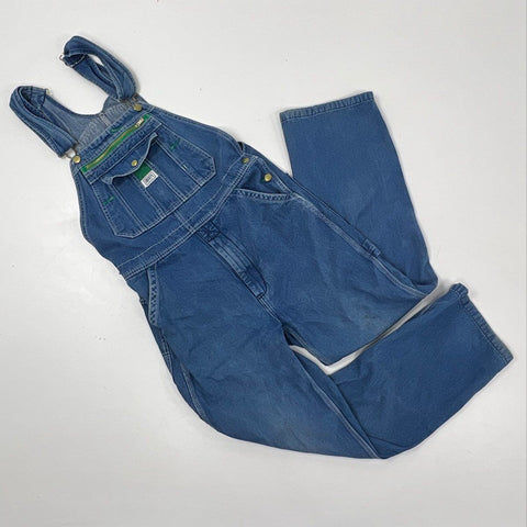 Liberty Denim Bib Overalls Carpenter Triple Stitch Blue Workwear Sz 32x30