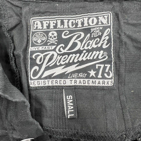 Affliction Black Premium Embroidered Cross Y2K Grunge Button Down Shirt Sz S