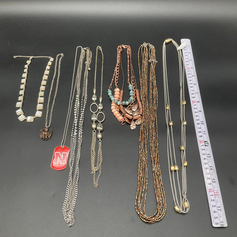Fashion Jewelry Lot of 7 Necklaces Rhinestone Mother of Pearl Nebraska Eagle