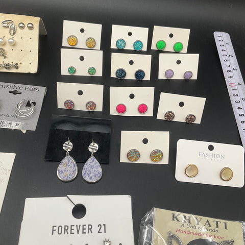 Claire's Forever 21 Time & Tru Earrings Jewelry Lot 30 Pairs Studs Hoops Drops