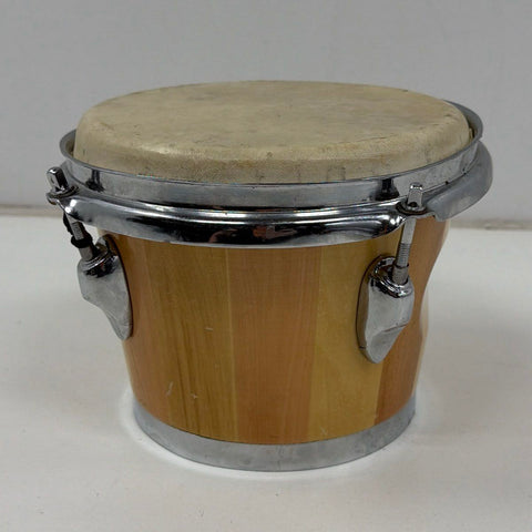 Single Bongo Drum 8-Inch Stave Wood Shell Percussion Natural Finish