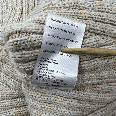 Free People Women's Back To It Mini Sweater Dress Oatmeal Cable Knit Half Zip M