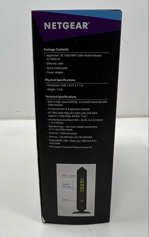 Netgear Nighthawk C7000v2 AC1900 WiFi Cable Modem Router DOCSIS 3.0 24x8