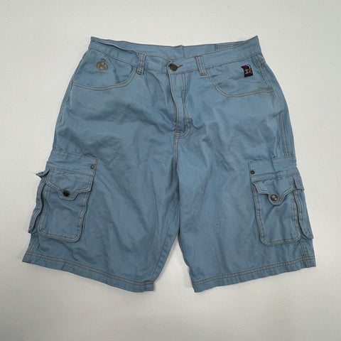 Vintage Y2K Eight Seven Men's Blue Cargo Shorts Hip Hop Baggy Skate Size 38