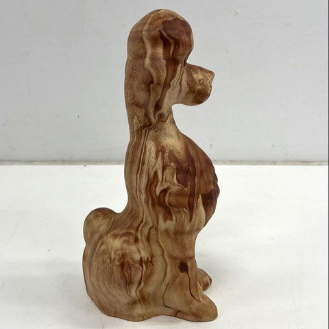Vintage Mid-Century Modern Poodle Figurine Brown Marbled Glaze 13" Tall Statue