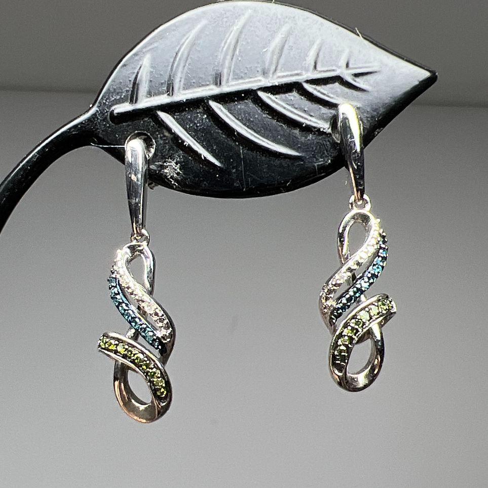 925 Sterling Silver Twist Gemstone Earrings 2.32g