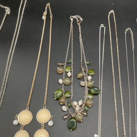 Modern Mixed Fashion Costume Jewelry Lot 0.5 lbs 10 Necklaces Owl Moon