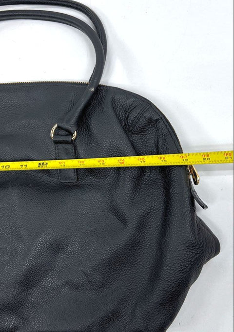 Michael Kors Black Pebbled Leather Hamilton Weekender Satchel Gold Hardware