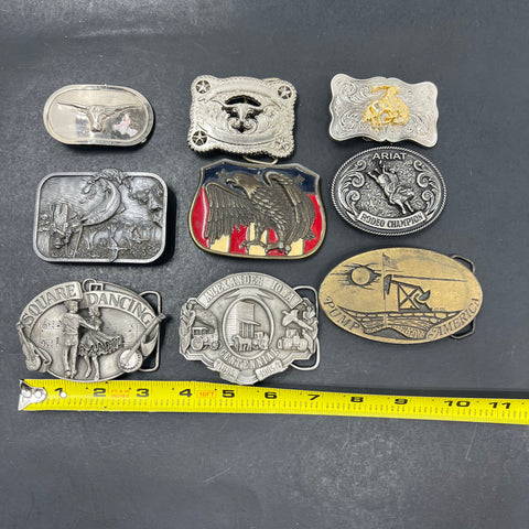 Vintage 80s Western Rodeo Cowboy Belt Buckle Lot of 9 Ariat USA Made