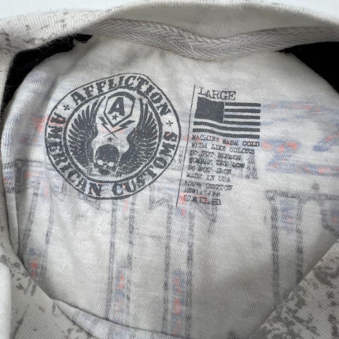 Y2K Affliction American Customs Skull Thermal Raglan T-Shirt Made in USA Sz L