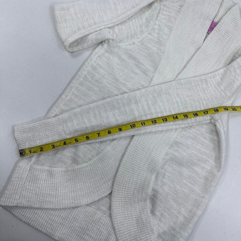 Lilly Pulitzer Women's White Open Front Shawl Collar Slub Knit Cardigan Sz S
