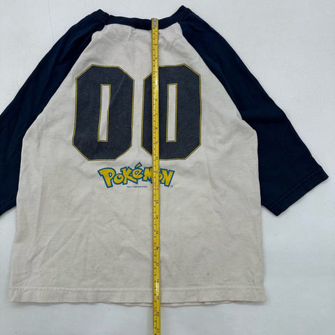 Vintage 1999 Pokemon Ash Pikachu Raglan Baseball T-Shirt Kids Sz S USA
