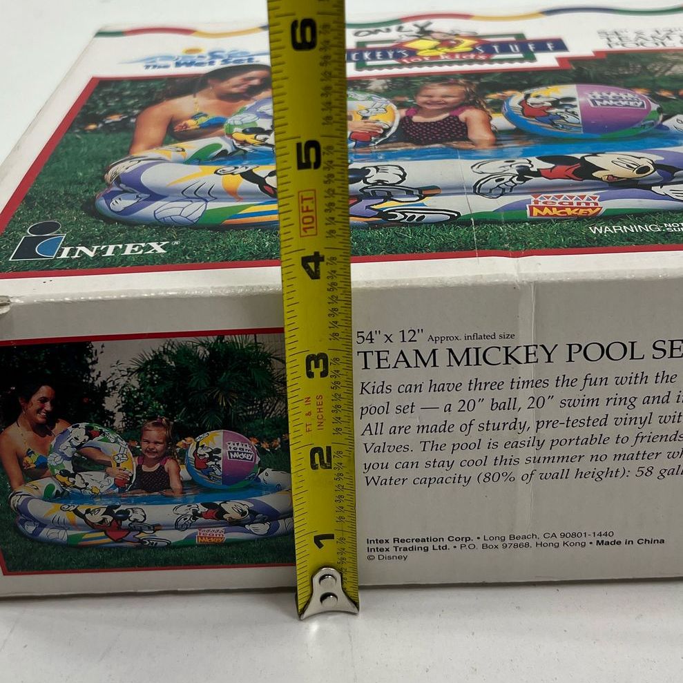 IOB Vintage Disney Blow Up Kids Pool Team Mickey 54"x12" POOL ONLY - USED