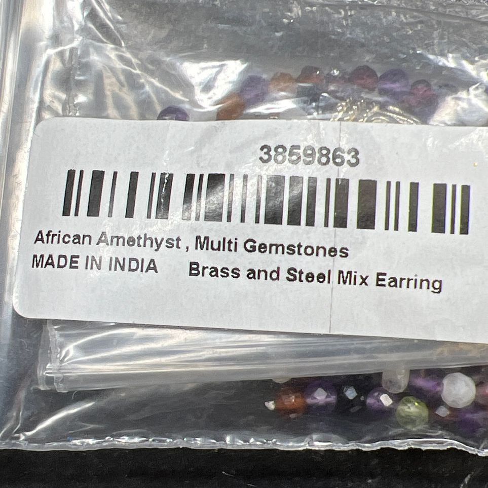 African Amethyst Multi Gemstone Beaded Dangle Earrings