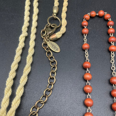 Chico's ZAD Boho Eclectic Statement Necklace Lot of 10 Tassel Beaded Wood
