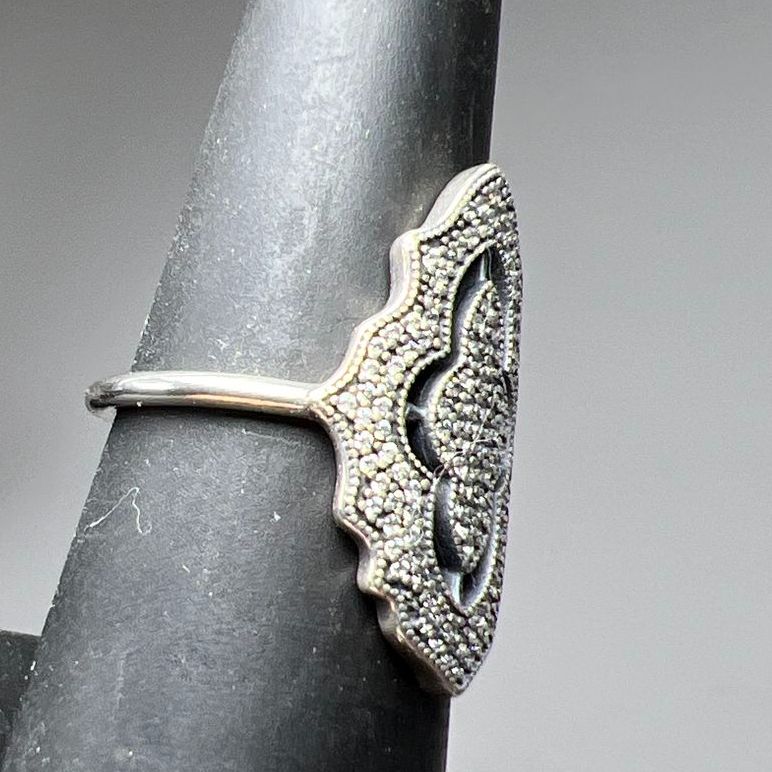 Pandora ALE 925 Sterling Silver Lace Stone Accents Ring Size 6 3.92g