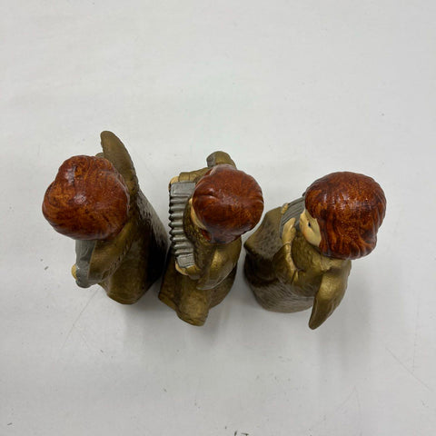 Vintage Choir Angel Figurines Set 3 Musical Gold TAIWAN 6.5" Mid-Century