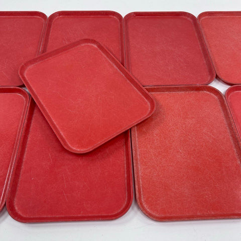 Cambro Camtray Fiberglass Cafeteria Serving Trays 13pc Lot Red Brown 14x18