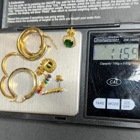 4 Pair 925 Sterling Silver Gold tone Earrings Lot 11.59g