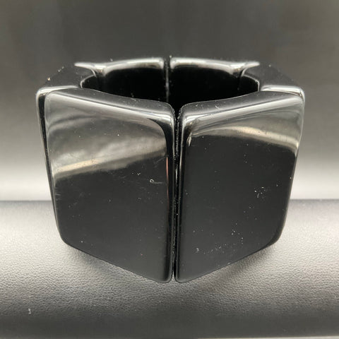 Sobral Jackie Brazil Sabrina Black Resin Geometric Block Stretch Bracelet 7.25"