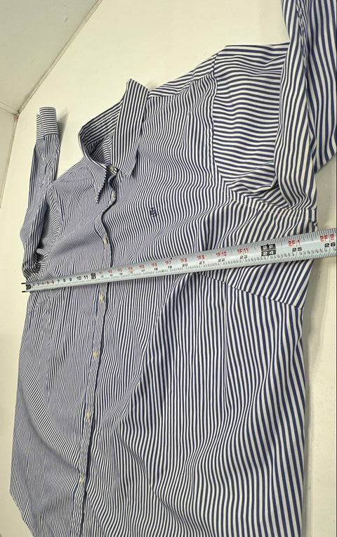 Lauren Ralph Lauren Women's Blue White Pinstripe Non-Iron Cotton Shirt Sz 2X