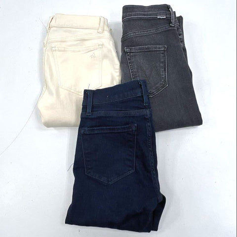 Lot 3 FRAME Mother DL1961 Blue Black Cream Skinny Crop Jeans Women's Size 25
