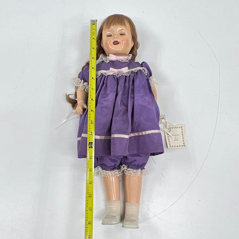 Vintage Composition Doll Unmarked 1920s 1930s Sleep Tin Eyes Human Hair Wig 19"