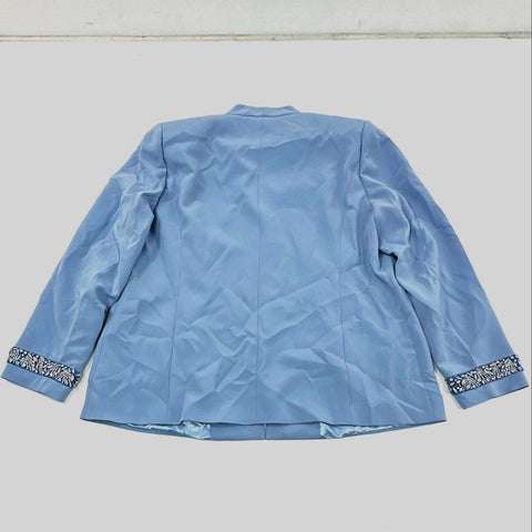 Marina Rinaldi Women's Nerine Jacket Blue Beaded Cuff Embellished NWT Size 18