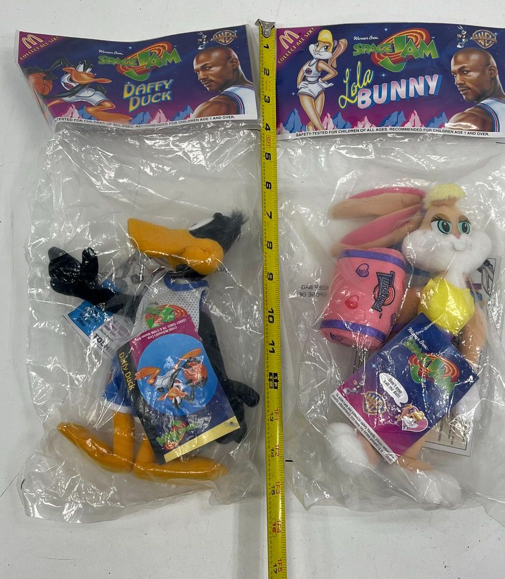 1996 Space Jam McDonald's Daffy Duck Lola Bunny Plush Lot 2pc Sealed New