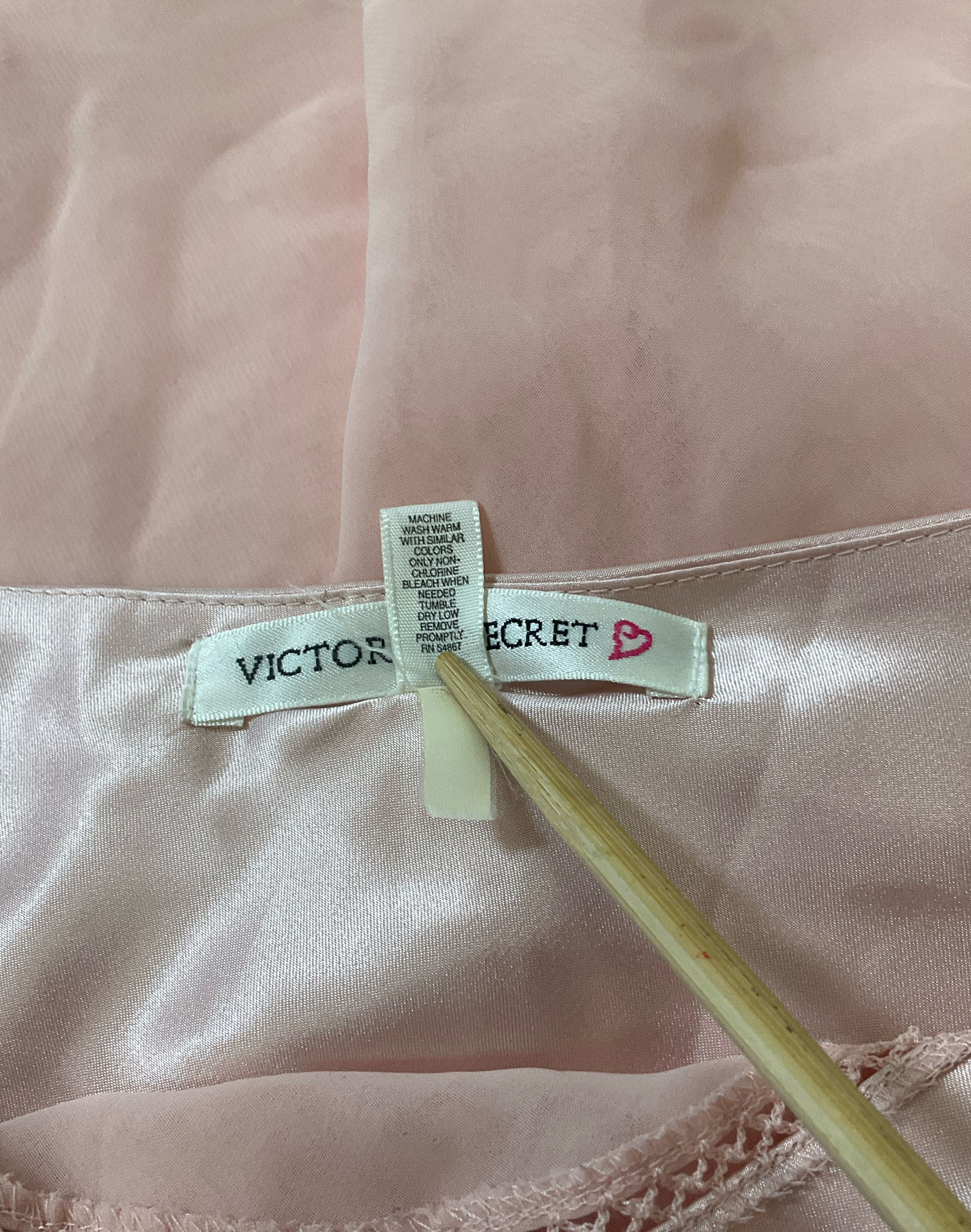 Victoria's Secret Pink Satin Chiffon Babydoll Chemise Hanky Hem Sz S Vintage Y2K