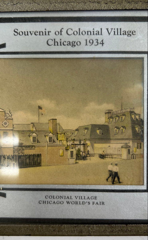 1934 Chicago World's Fair Souvenir Thermometer Colonial Village Art Deco