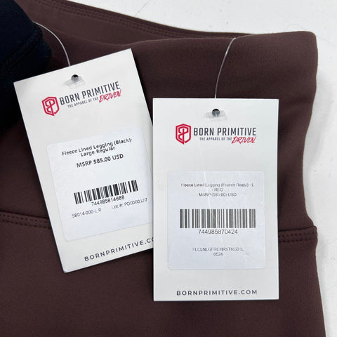 Born Primitive Women's Fleece Lined Leggings French Roast Black 2 Pack Sz L NWT