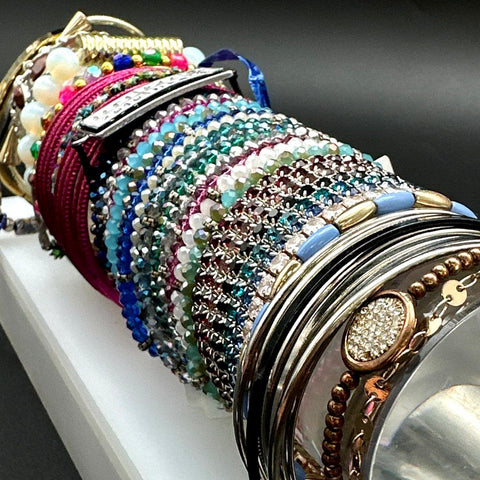 Mixed Fashion Jewelry Bracelet Lot Beaded Stretch Bangles Rhinestone Colorful