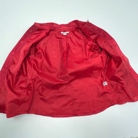 Vintage 90s Nygard Red Genuine Suede Leather Button Front Jacket Sz M