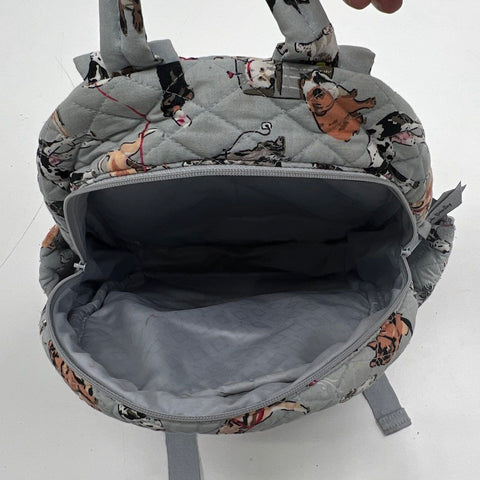 Vera Bradley Best in Show Dog Print Gray Quilted Cotton Mini Backpack