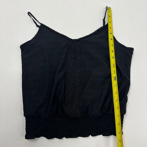 NWT White House Black Market Black Eyelet Smocked Cami Tank Top Women's XS