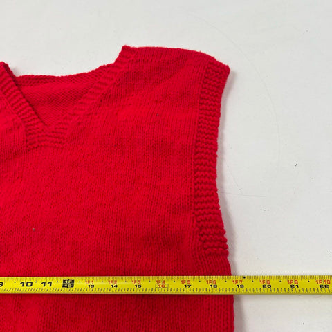Vintage American Red Cross Men's Red Knit Sweater Vest V-Neck Sz S