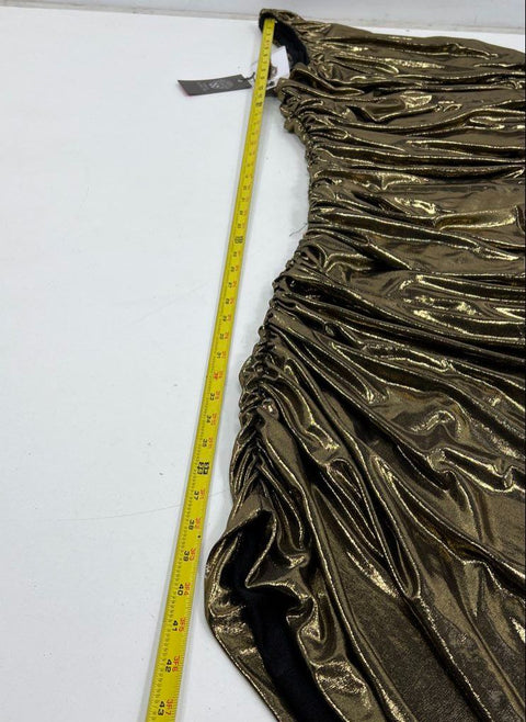 NWT Vince Camuto Gold Metallic Ruched One Shoulder Bodycon Dress Women's Size 14