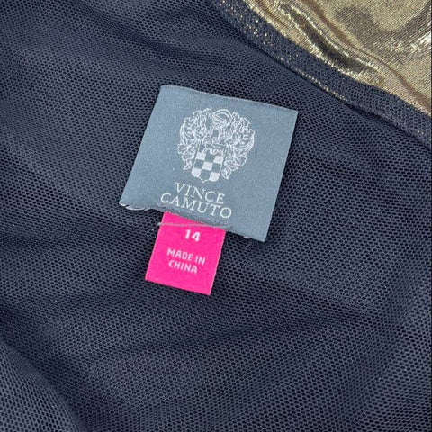 NWT Vince Camuto Gold Metallic Ruched One Shoulder Bodycon Dress Women's Size 14